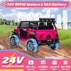 24V 4WD Ride on Car Power 4 Wheels w/Gift Flower, Remote Control, 2 Seater, 4X200W Motor, 3 Speeds, Pop Music, Spring Suspension