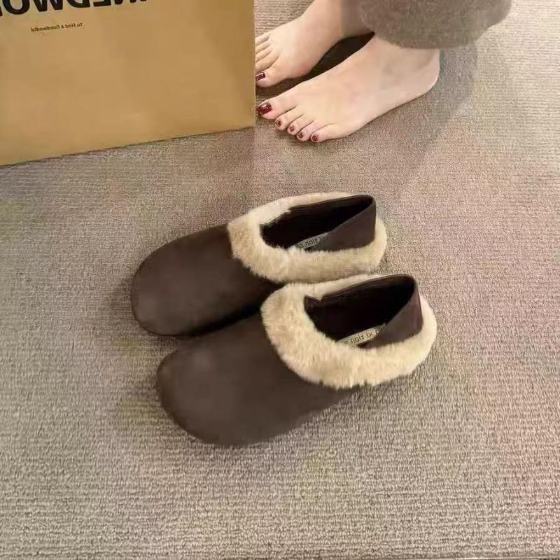 

Ретро все включено картофельные женские новые бархатные теплые на одной педали, пушистые хлопковые туфли для двух способов носки 40 коричневый