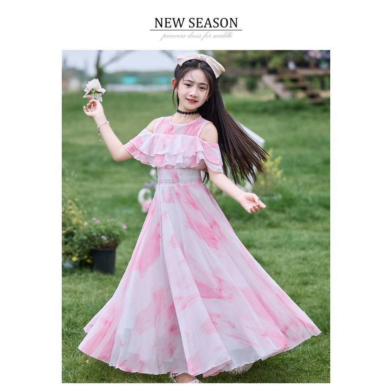 Girls Princess Thin Summer Dress Kids Casual A Line Children Beach Dress