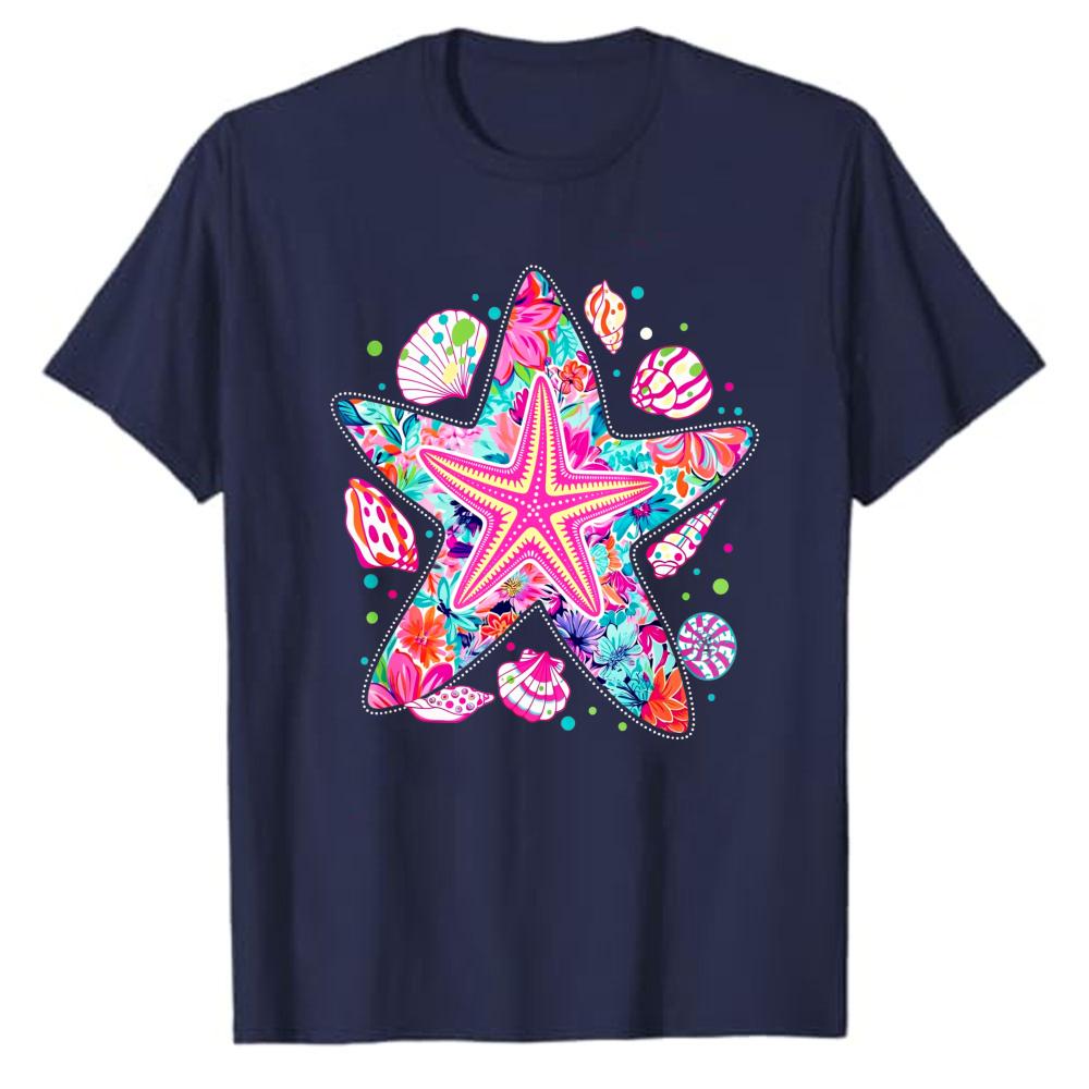 Summer Shirt Unisex Saltwater Seashells Sunshine Graphic Shirts Beach Vacation Tee Cute Coastal Short Sleeve T Shirt Fashion Trend