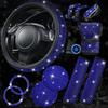 11 PCS Bling Accessories, Sparkly Rhinestone Diamond Steering Wheel Cover, Bling Seat Belt Cushion, Glitter Knob Cover, Car Cup Holder