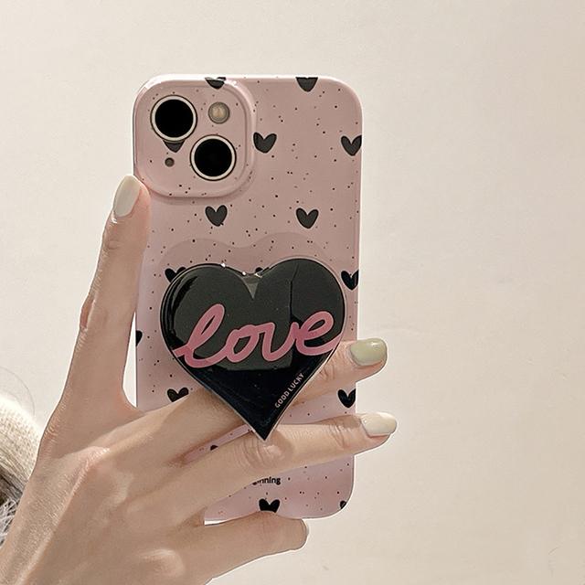 3d różowe serce z motywem miłosnym stojak miękki śliczny futerał na telefon dla Iphone 14 13 12 11 Pro Max list tylna pokrywa dla Iphone 13 modne etui