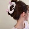 Cartoon Rabbit Ear Shark Clip Double Side Plush Bear Hair Clip Plush Cloud Hair Claw  Wash Face