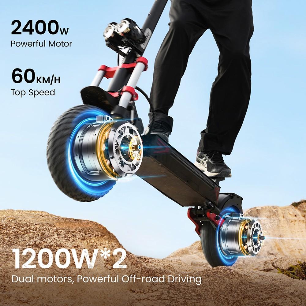 iScooter iX8 Electric Scooter, 2*1200W Motor, 48V 20AH Battery, 12-inch Tire, 60km/h Max Speed, 70km Range