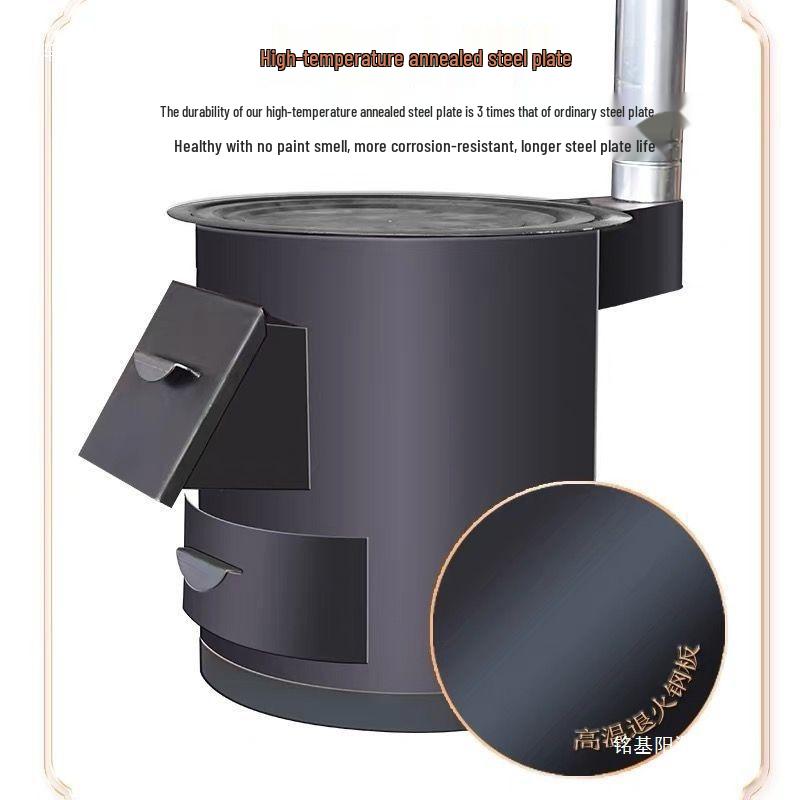 Tragbarer rauchloser Holzofen für den ländlichen Gebrauch: Energieeinsparender, Großer Gusseisentopf für den Haus- & Hofgebrauch