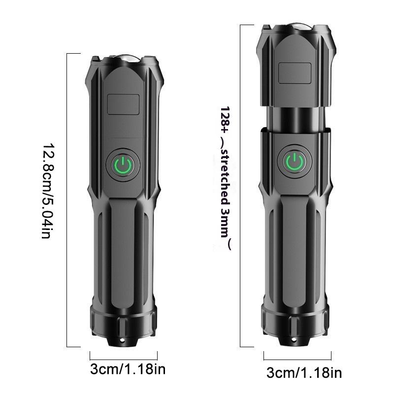 High Power Abs Led Flashlight Usb Rechargeable Spotlight Zoom Torch Portable Flashlight Light For Fishing Outdoor Waterproof