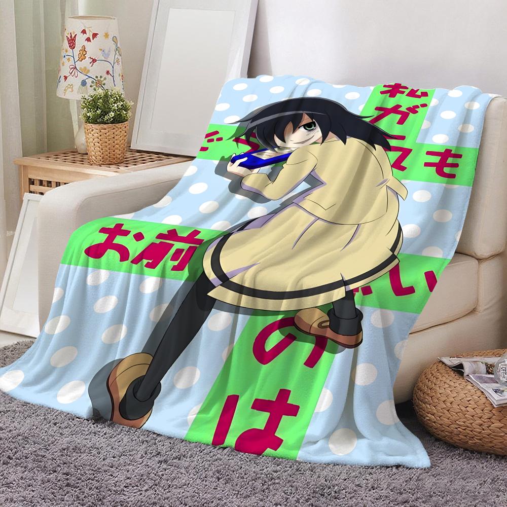 Anime Watamote Throw Flannel Throw Blanket: Soft Kid-Friendly Warm Anti-Static All Season Washable Couch Bed Home
