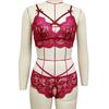 2 Pcs/Set Sexy Underwear Hollow Out Lace Solid Color Wireless Unpadded Open Crotch Elastic Bow Decor Multi Straps Soft