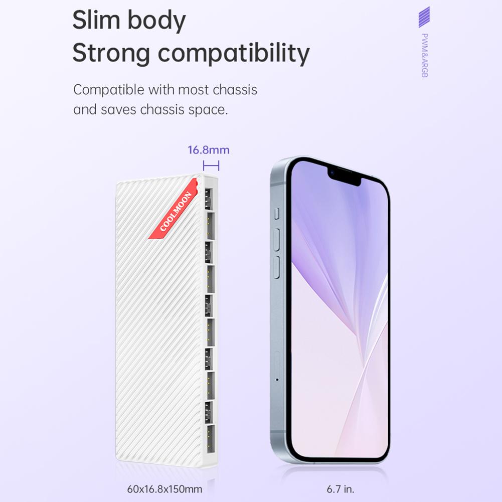 1 To 10 PWM & ARGB Hub Splitter Magnetic Suction ARGB Controller Splitter 5V 3Pin Cooling Fan Controller for PC Case Fan