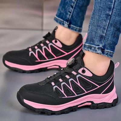 Scarpe di sicurezza con bottone rotante da donna, scarpe da ginnastica con puntale in acciaio anti-schiacciamento e anti-perforazione, scarpe da lavoro di sicurezza antiscivolo, scarpe da ginnastica protettive