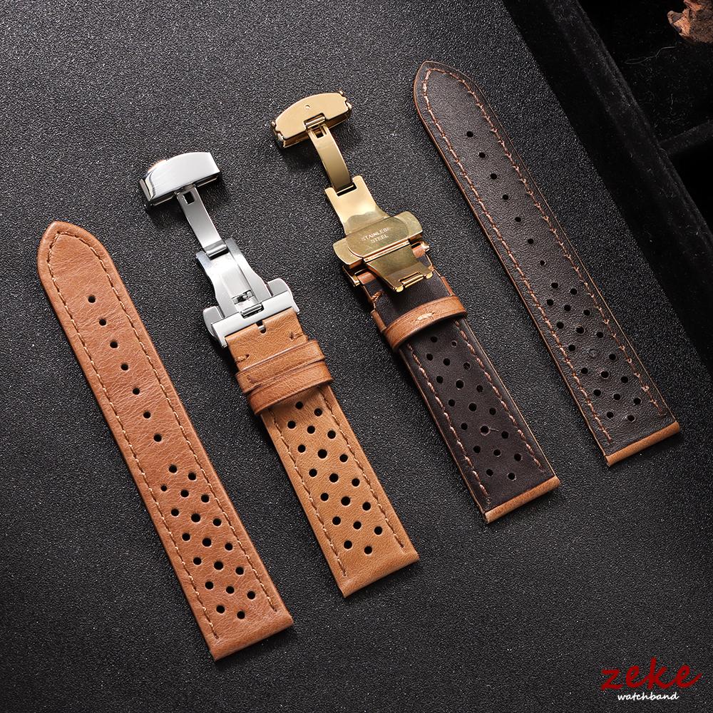 18mm 20mm 22mm Echtes Rindsleder Uhrenarmband Armband Vintage Weich Atmungsaktiv Kalbsleder Uhrenarmband Herren Damen Faltschließe Armbänder
