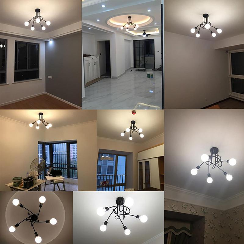 5 Light Sputnik Chandelier Modern Farmhouse Lighting Semi Flush Mount Ceiling Lamp Retro Iron Pendant Light For Bedroom Kitchen