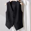 Women Sleeveless Vest Waistcoat Formal Button Front Slim Fit Short Length Tailored Office Workwear Outerwear