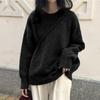 Women's Solid Color Crew Neck Pullover Sweater Loose Lazy Fit Long Sleeve Knit Top Fall Versatile Casual Knitwear
