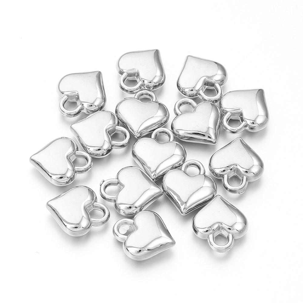 50pcs/lot Gold Color Heart shape Charms CCB Plastic Spacer Beads Pendant For Jewelry Making DIY Crafts Bracelet Earring Necklace