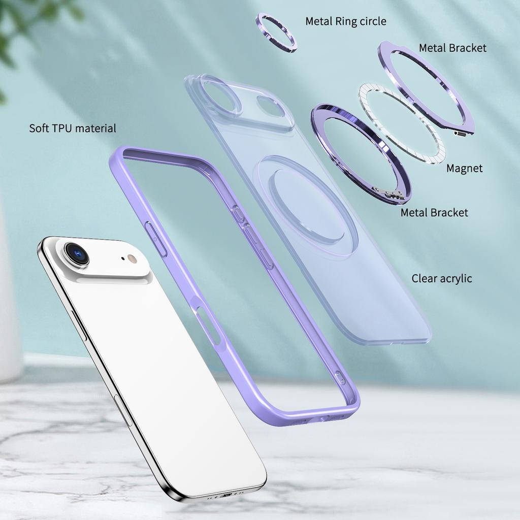 For iPhone Air Case Compatible with MagSafe TPU + Acrylic Kickstand Phone Cover