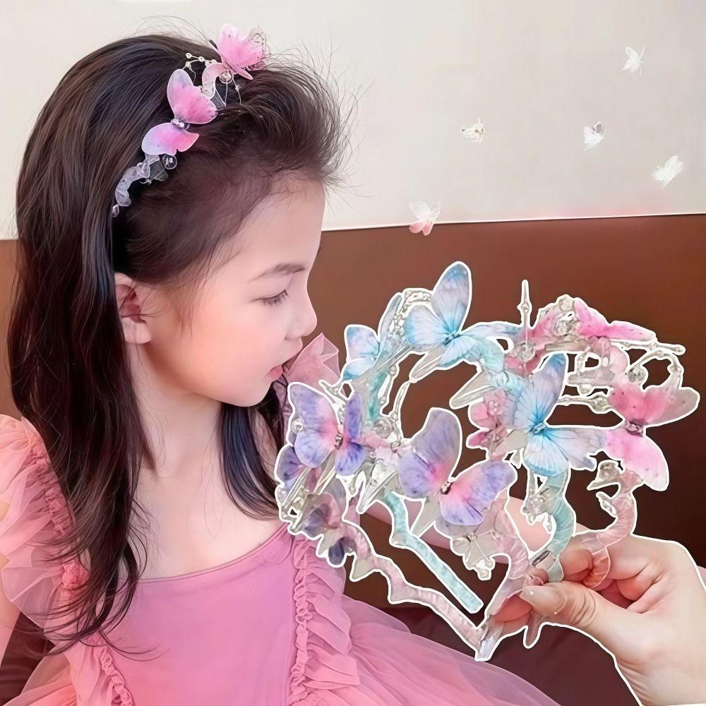 Cute Children Streamer Hair Hoop Shiny Fairy Pearl Hairband Gifts Princess Headband  for Kids Girls