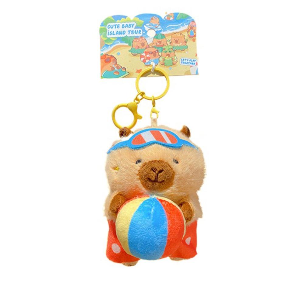 Kawaii Cartoon Plush Capybara Keychain Island Style Cute Doll Pendant Bag Hanging Ornaments Car Keyring