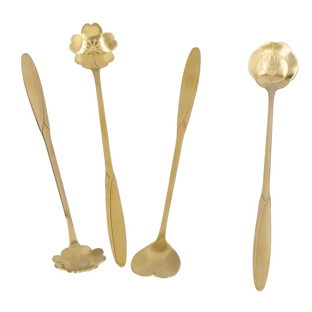 4Pcs Multi-color Coffee Mixing Spoon Rustless Steel Dessert Spoon Beverage Stirrer Afternoon Tea