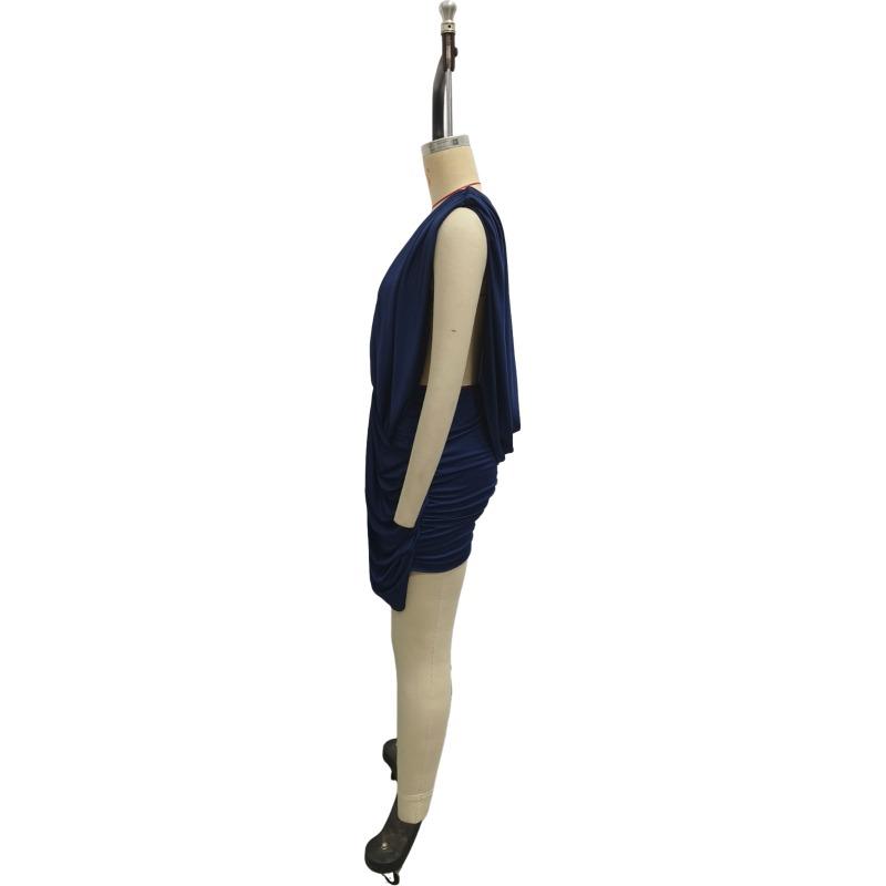 Women S Sexy Deep V Neck Pleated Bodycon Mini Solid Color Dress