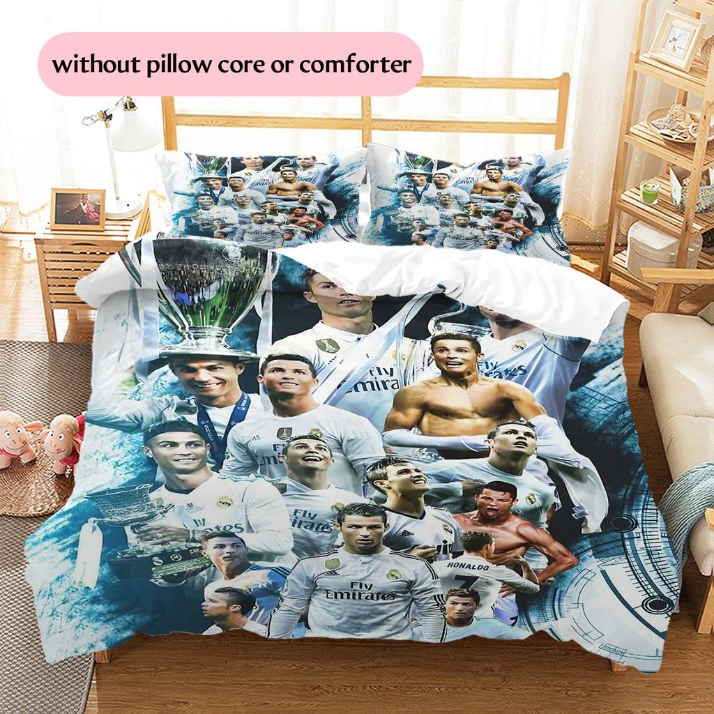 Madrid players Pattern Bedding Home Decoration Birthday Gift (1 * duvet cover + 2 * pillowcase, without core)
