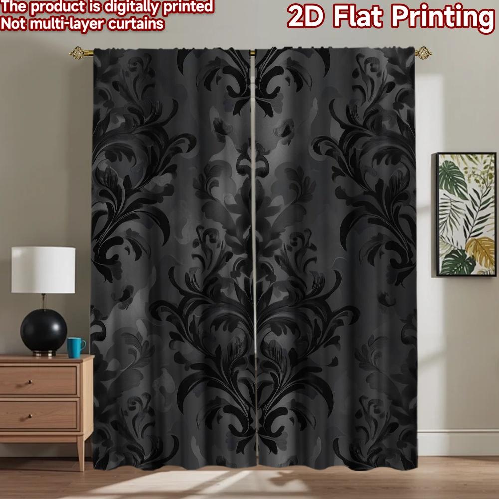 2D flat Photography Backdrop Popular Photography Banner Black Floral Design (2) 100% Polyester Anniversary for Suitable for