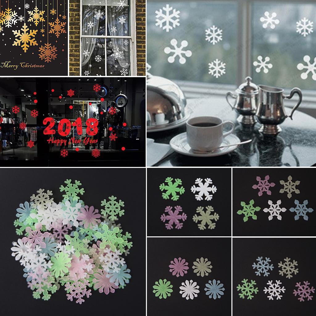 50Pcs 3D Luminous Snowflake Glow In The Dark Light Home Garden Fluorescent Decal