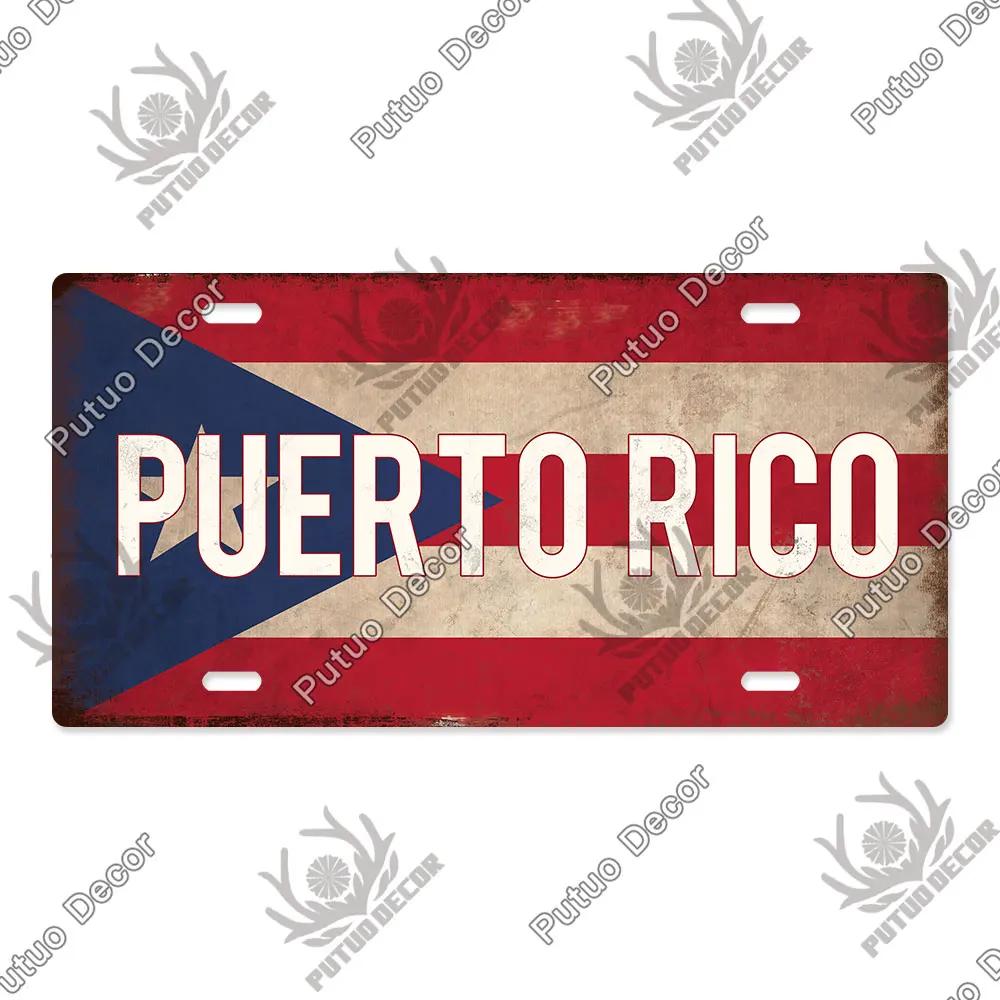 Putuo Decor National Flag Metal Sign Licenses Plate Plaque Metal Vintage for Garage Bar Pub Living Room Kitchen Wall Decoration