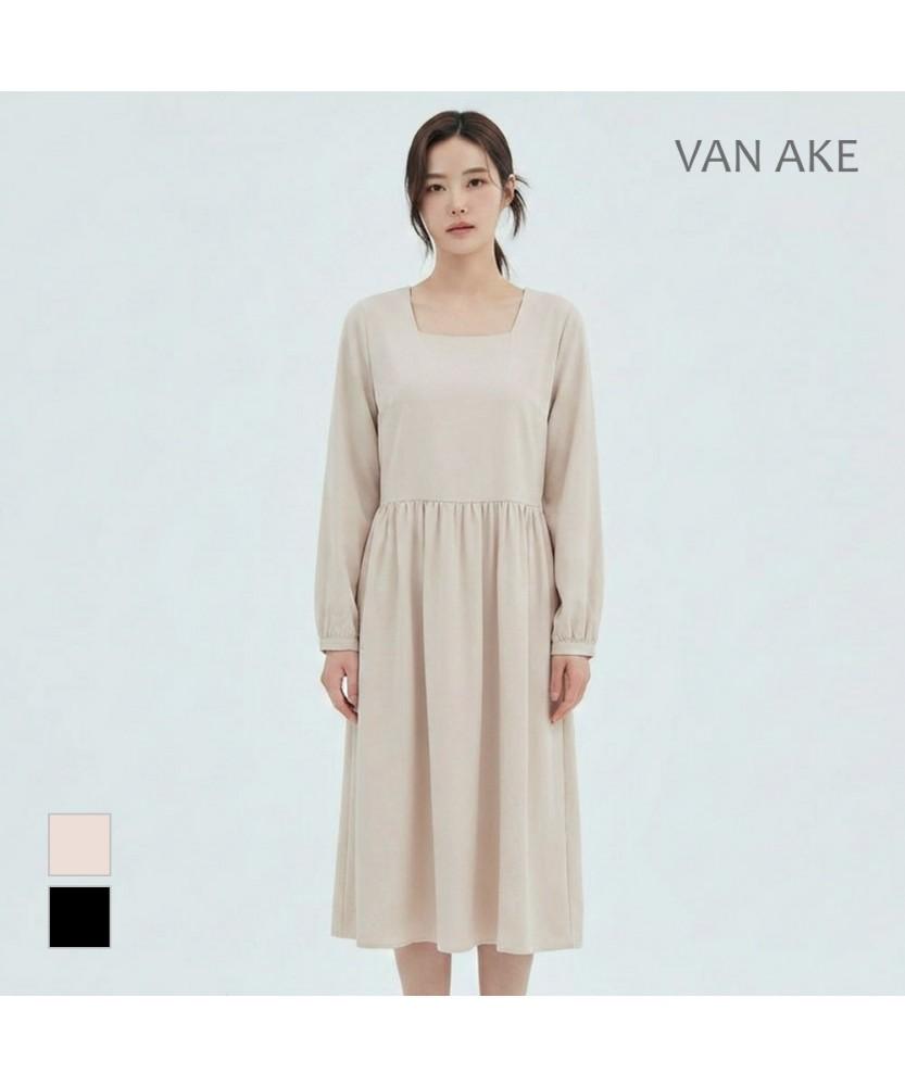 VANAKE Square Neck Long Dress_Vb34Opm301Z