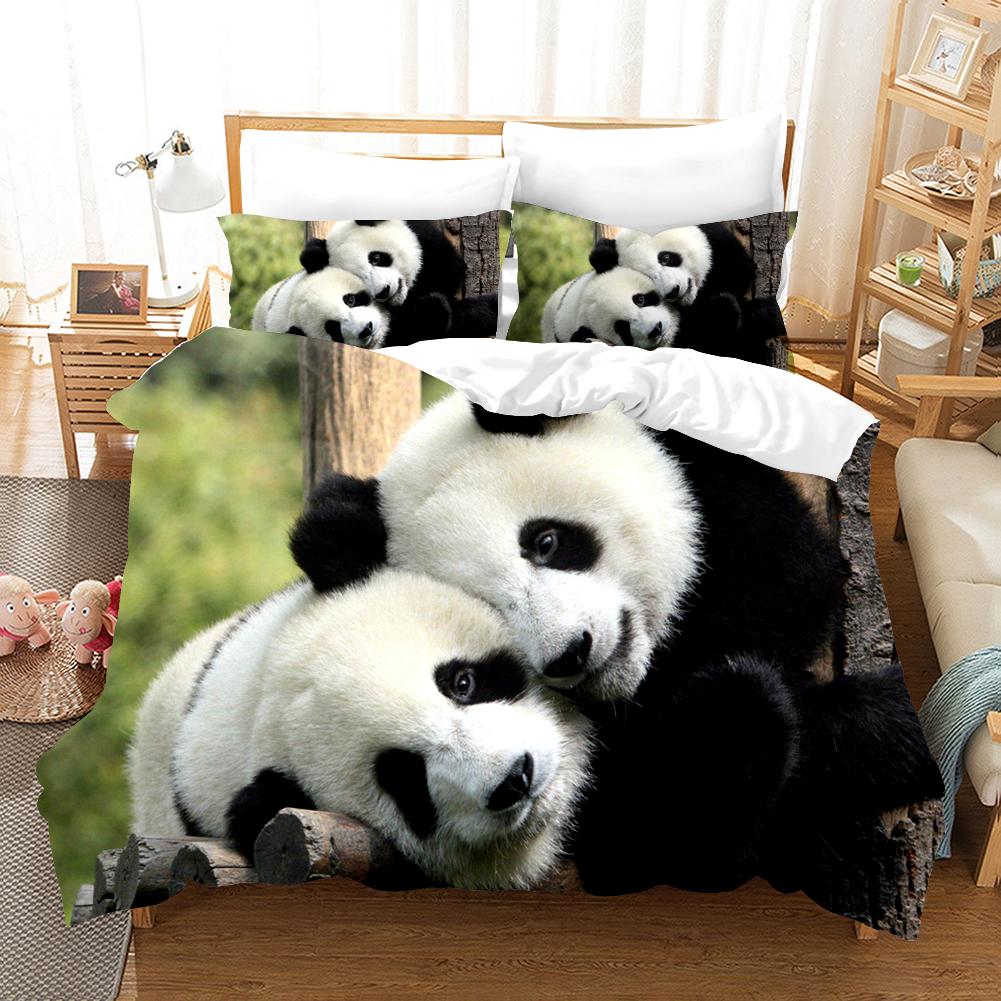 3D Panda Bedding Set Lovely China Black White Animal Duvet Cover King Queen Bamboo Comforter Cover 2/3Pcs Quilt Cover