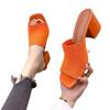 2024 Women's Fashion Chunky Heel Knit Wool Square Toe Sandals & Slippers