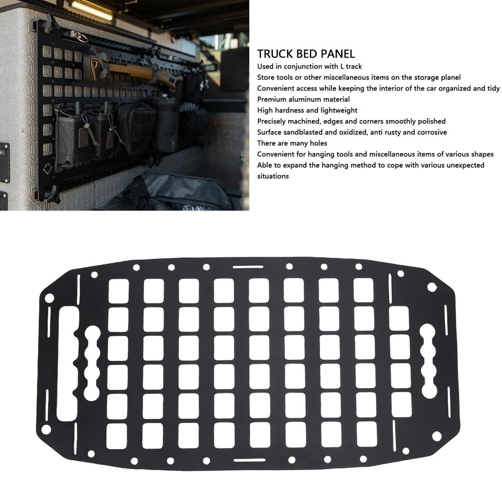 SOCOCO MOLLE Panel for Truck Storage Inches Sandblasted Tool Interior for Pickup Modular Storage Easy Installation and Removal Bed, Aluminum, L-Truck