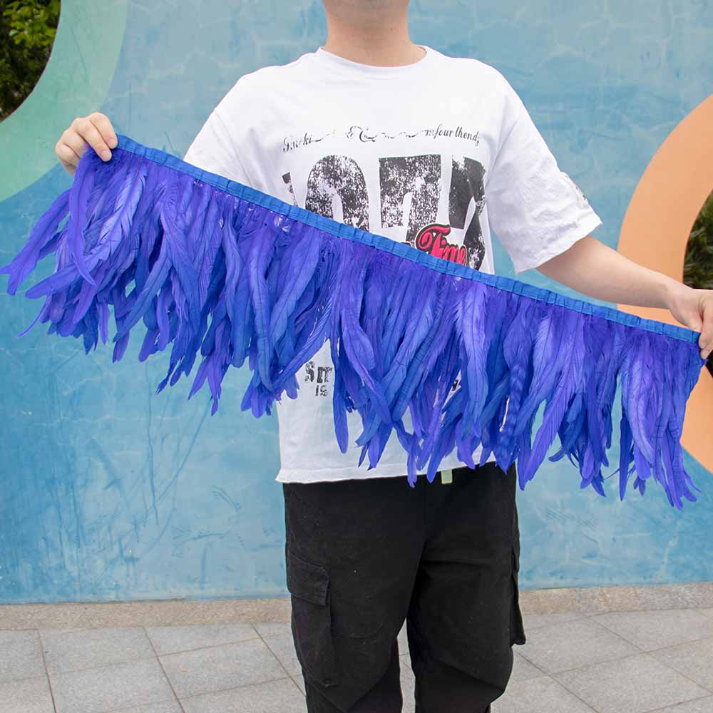 1 Meter Natürliches Rotes Hahnenhechel Federbesatz Fransen 10-12 Zoll Hochzeit Karneval Party Dekoration DIY Kleidung Nähen Handwerk