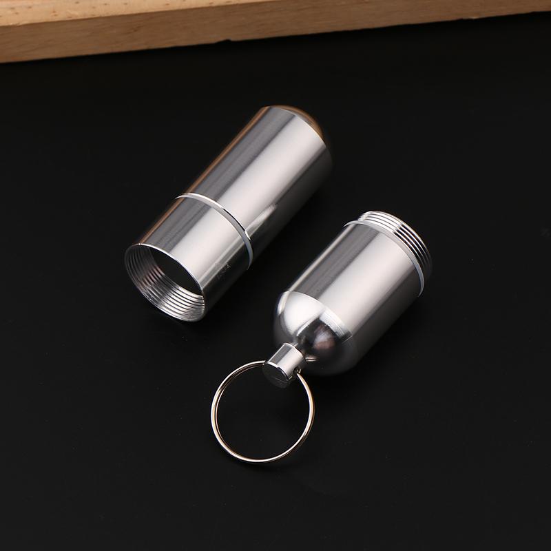 25×105MM Aluminiumlegierung Pillen-Schlüsselanhänger Halter Kleine Pillendose Pillenbehälter Wasserdichter Pillen-Organizer Tragbarer Pillenhalter Schlüsselanhänger