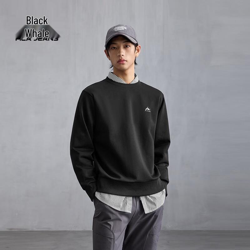 HLA Black Whale Men s Crewneck Sweatshirt XXL