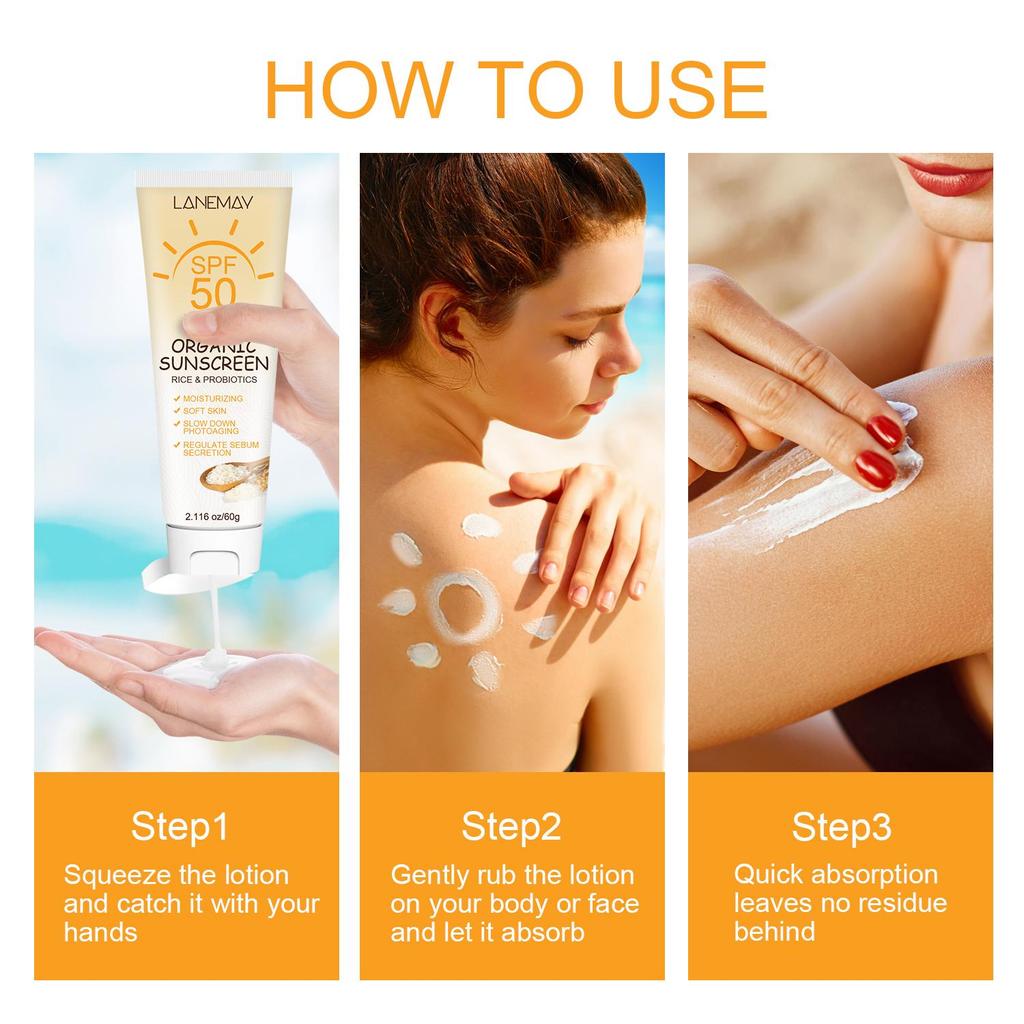 SPF50 Sunscreen-Moisturizing, Nourishing and Softening the Skin Texture,Light and Breathable, Resistant To UV Rays,60g