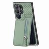 For Samsung Galaxy S25 Ultra Case Leather Phone Back Cover with Zipper Card Holder Kickstand