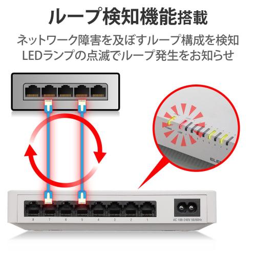 Elecom Switching Hub Gigabit Compatible 8 Port Plastic with Magnet Built-in Power Supply Model White EHC-G08PN2-JW