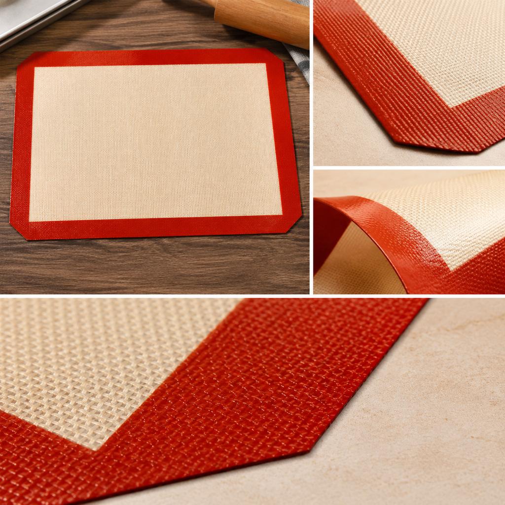 Baking Mat 40x60cm Non-Stick Silicone Sheet with Red Border for Oven Trays, Cookies, Bread, Cake Rolls and Vegetables