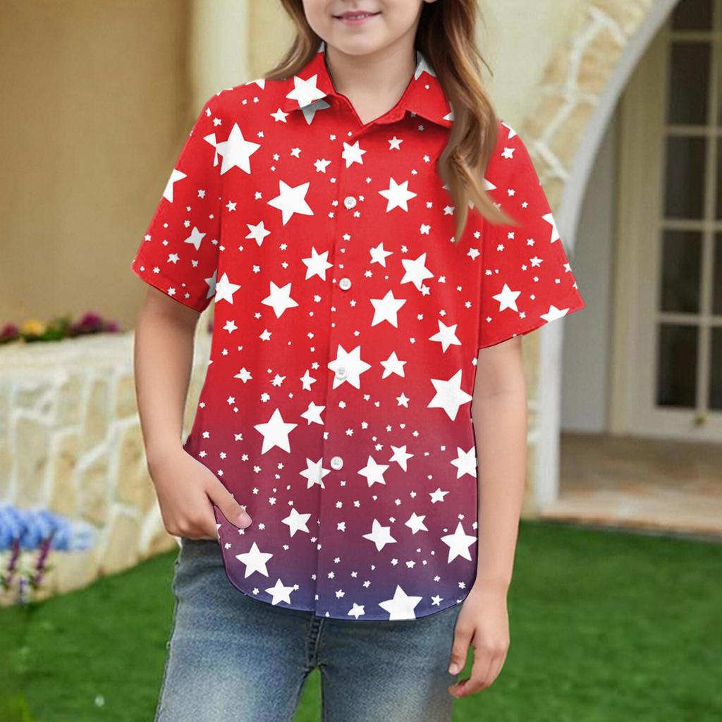 Summer Girls' Short Sleeve Blouse School Uniform Button-Up Shirt Kids Summer School Uniform Button Down Shirt