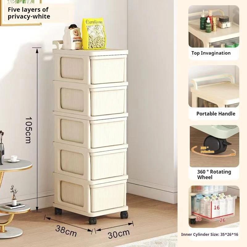 Transparent Multilayer Trolley Storage Shelf Drawer-Type Rolling Storage Cart With Handle Mobile Cosmetics Snack Storage Rack