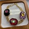 Fashion Crystal Premium Necklace Women'S Light Luxury Bracelet Color Dopamine Earrings Set Accessories