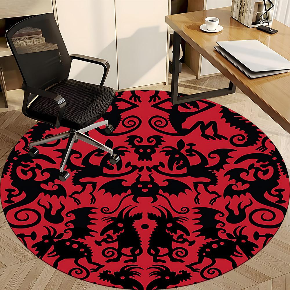 1pc Fantasy Creatures Office Round Area Rug, Mat Suitable For Office, Under Office Chairs Bedroom Living Room Home Decor, Room Deco