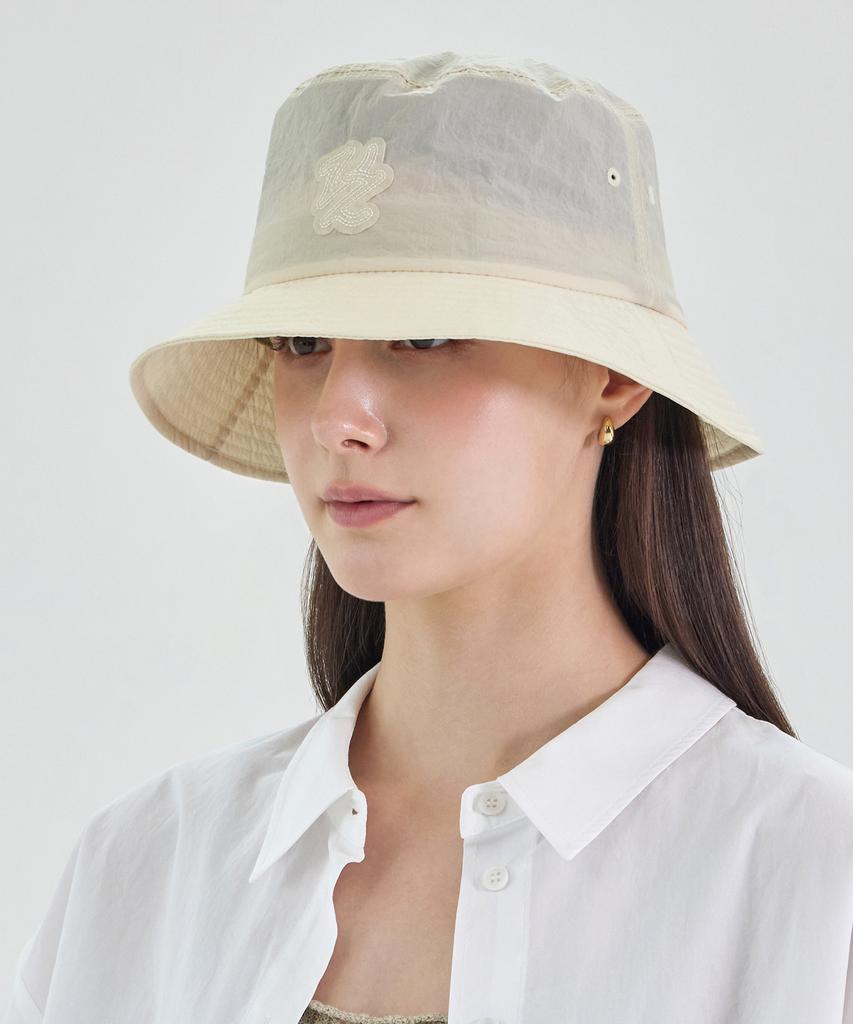 Bajal Flow Vz Nylon Stitch Patch Bucket Hat Cream