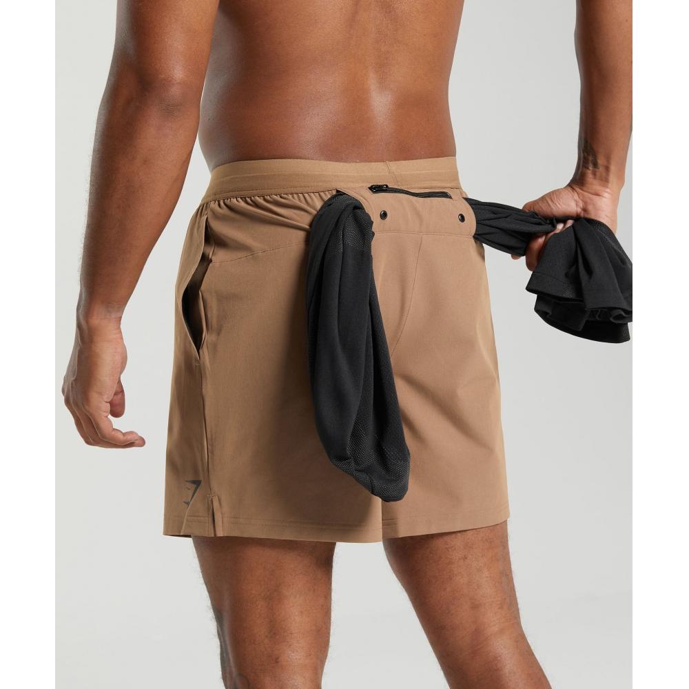 Gymshark Land To Water 6  Shorts Caramel Brown A5a6i Nbzc