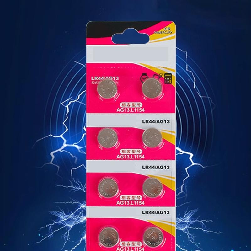 10pc AG13 LR44 1.5V Button Cell Batteries Alkaline Cell Battery for Watches Calculators Remotes Long Last Power Supply