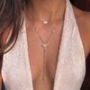 Vintage Gold Color Y-Shaped Sunflower Pendant Necklace For Women Luxury Crystal Zircon Long Tassel Choker Party Wedding Jewelry
