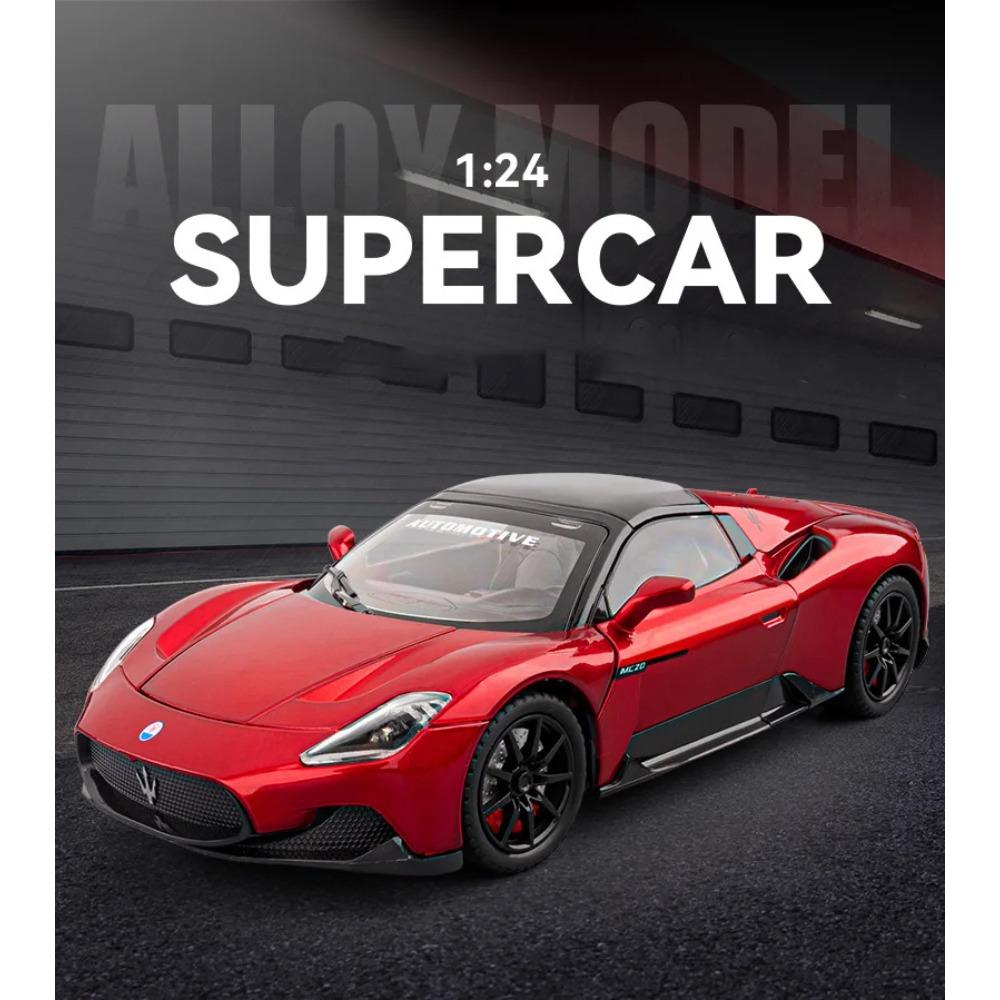 1/24 Maserati MC20 Cabrio Alloy Track Racing Car Model Diecast Metal Sports Car Vehicles Model Sound and Light Children Toy Gift