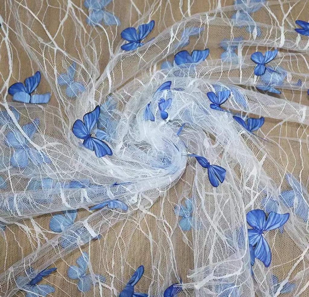 Three-Dimensional Butterfly Fixed Flower Spider Web Yarn Black Yarn Lace Embroidered Lace Children'S Clothing Hanfu Dress Fabric Decoration