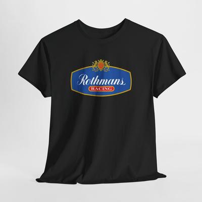 Černé tričko Rothmans Racing – Unisex retro motorsportové tričko pro muže nebo ženy